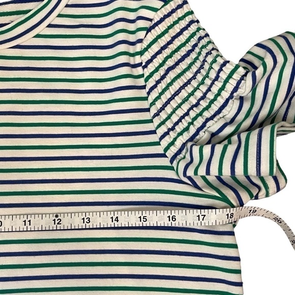 Euc Anthropologie women’s top, striped, blue/green/white, size medium. - Picture 7 of 8